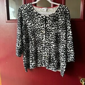 Roz & Ali Black and White Button Down Sweater